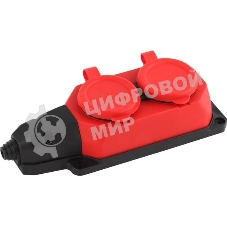 Колодка каучуковая ЭРА с/з 2 гн 16A IP44 красная (12/120/720)