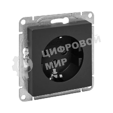 Механизм розетки EKF UP1-SOB-111 16А, с заземлением, со шторками, черный Эпика