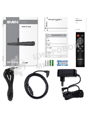 Саундбар SVEN SB-2040A, черный (40 Вт, Bluetooth, HDMI, ПДУ, Optical, USB, дисплей)