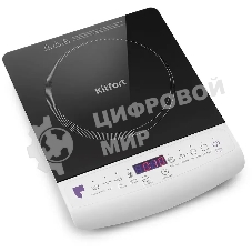 Плита настольная электрическая Kitfort КТ-101 белый/черный, стеклокерамика