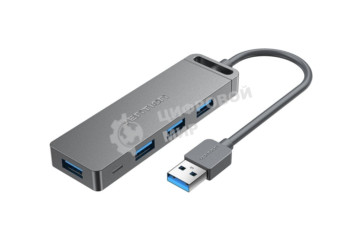 USB-концентратор Vention OTG USB 3.0 на 4 порта серый 1м.