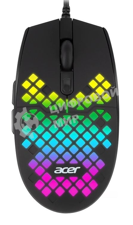 Мышь проводная Acer OMW134 черный, 3200 dpi, USB, кнопки - 6