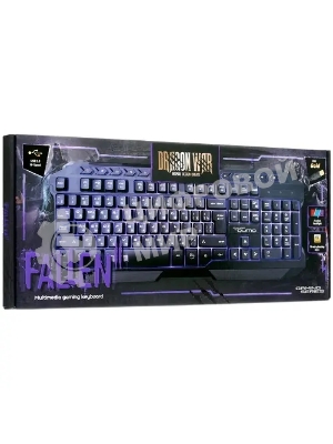 Клавиатура проводная игровая Qumo Fallen 2 K56, проводная, 104 + 10 клавиш мультимедиа, встроенные подсветки общая + кнопок 3 цвета