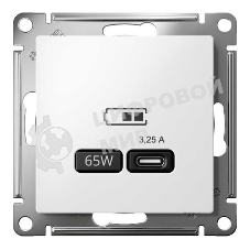 Розетка USB AtlasDesign тип C 65Вт QC PD высокоскор. ЗУ механизм бел. SE ATN000127