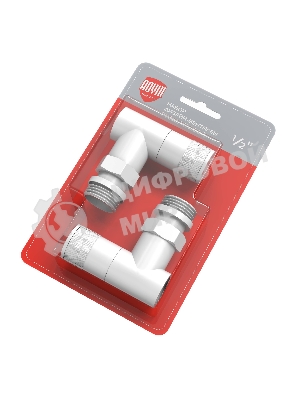 Набор дизайн-вентилей Royal Thermo PIANO, угловой (белый) 1/2