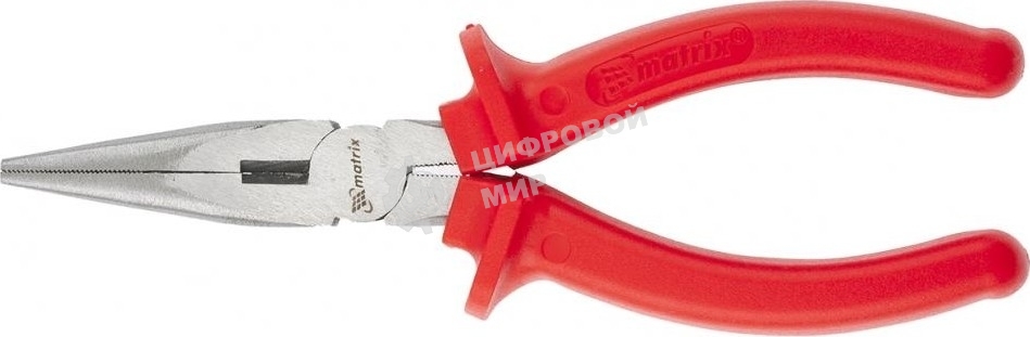 Длинногубцы Matrix Econom, 160 мм, прямые шлифованные, пластмассовые рукоятки