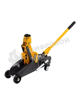 Домкрат гидравлический подкатной с фиксатором Denzel 2 т, 130-330 мм, в кейсе