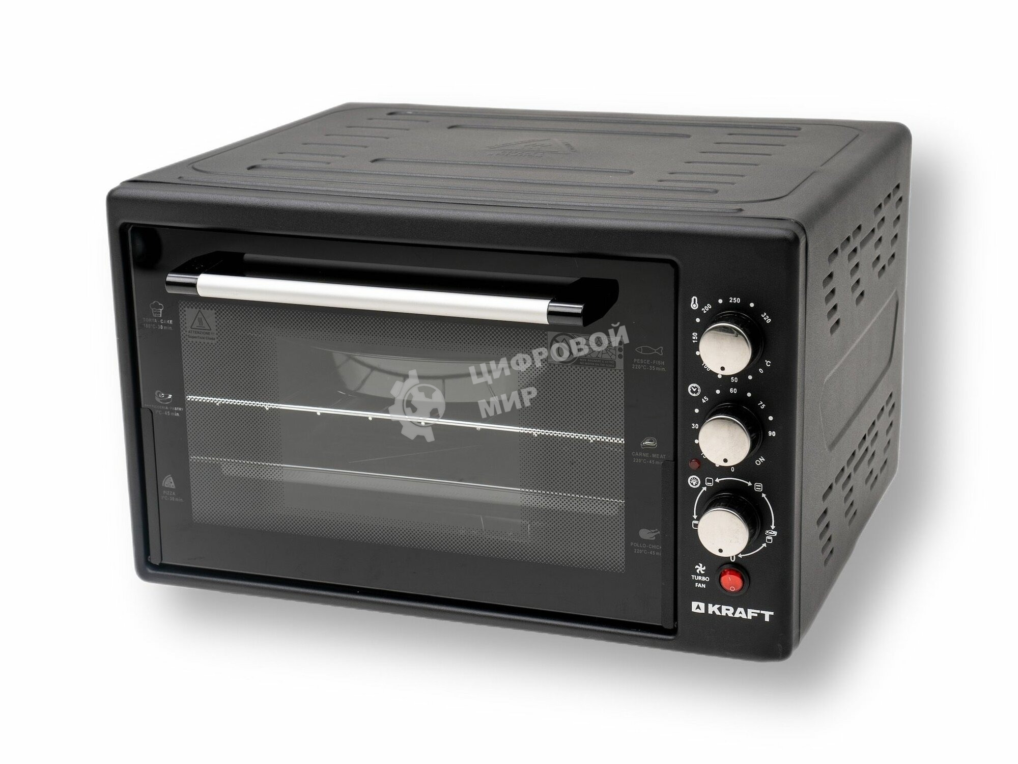 Мини-печь Kraft KF-MO3804RKBL черный Мощность 1500(Вт),Объем 38(Л)