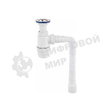 Сифон ЭЛИТ для моек и раковин 1'1/2 x 40/50 мм с нержавеющей чашкой 70 мм, гофротрубой L800 мм, литой выпуск