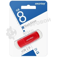 Флешка USB Smartbuy Scout Red (SB008 Gb2SCR), 8Gb, USB 2.0, R/W 15/8, красный
