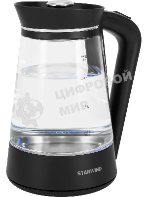 Чайник электрический Starwind SKG2116 1.8 л, 1700 Вт, черный/прозрачный корпус: стекло