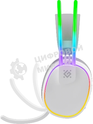 Гарнитура Defender Tsunami белый, беспроводная + проводная, Bluetooth / USB, до 40 ч, подсветка