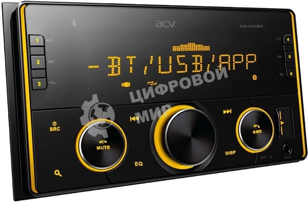 Автомагнитола ACV AVS-2100BM, 2 DIN, Bluetooth, USB Type-A, AUX, пульт ДУ