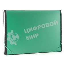 Папка на резинке Бюрократ -BPR13LGRN 13 отделений, A4 с окантовкой, пластик, 0.7мм, зеленый