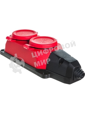 Колодка каучуковая ЭРА с/з 2 гн 16A IP44 красная (12/120/720)