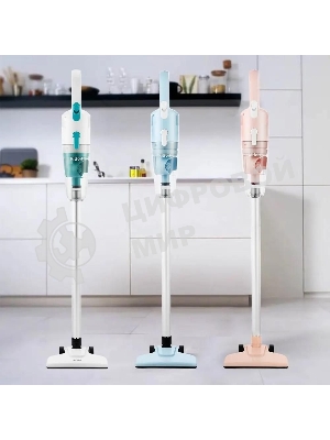 Пылесос вертикальный Kitfort KT-586-2 голубой, питание от сети, 400 Вт, уборка сухая, пылесборник 1,2 л