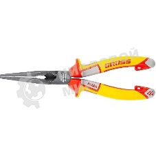 Длинногубцы GROSS 17177 диэлектрические рукоятки до 1000в трехкомпонентные рукоятки 205 мм