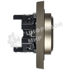 Розетка 2-местная IEK BRITE РС12-3-БрШ с заземлением, без защитных шторок, 16А в сборе, шампань