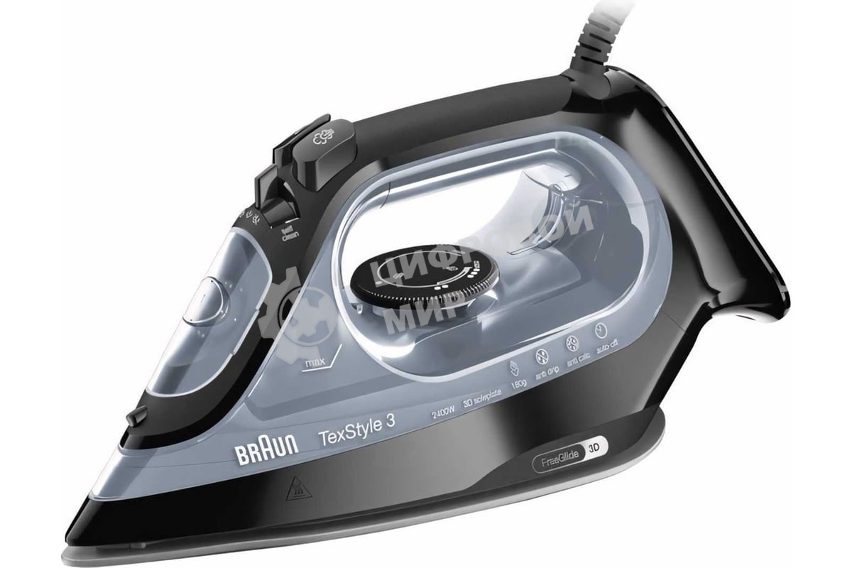 Утюг Braun SI3055BK черный/серый, 2400 Вт, 45 г/мин, 180 г/мин, 270 мл
