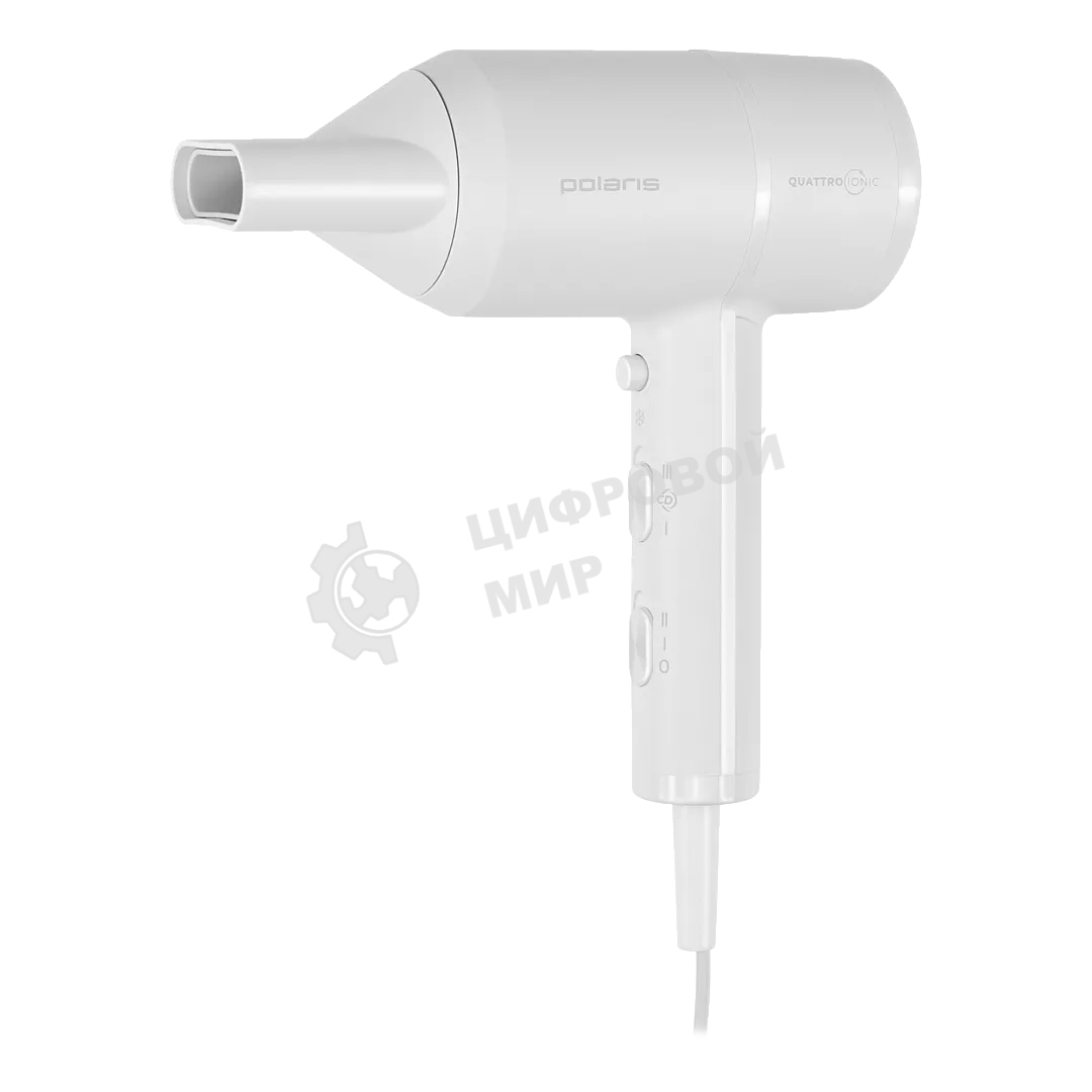 Фен Polaris PHD 2044Ti Quattro Ionic белый/серый, 1900 Вт, компактный, ионизация