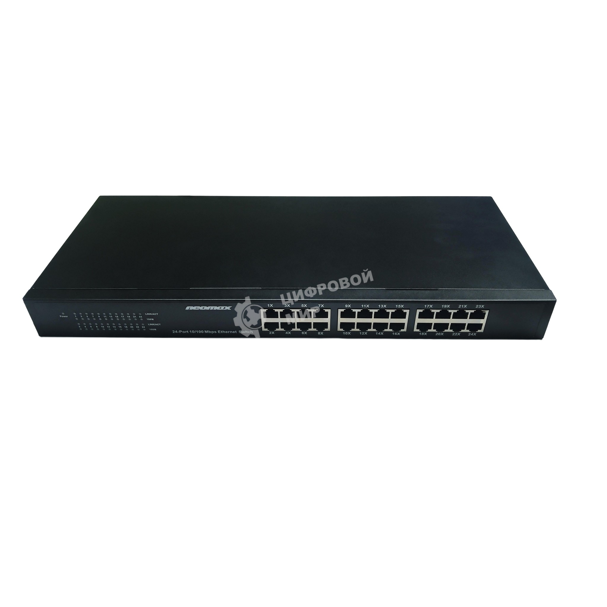 Коммутатор неуправляемый NEOMAX NMS-124P-100-SR, 24 порта 100 Mbps, металл Rack