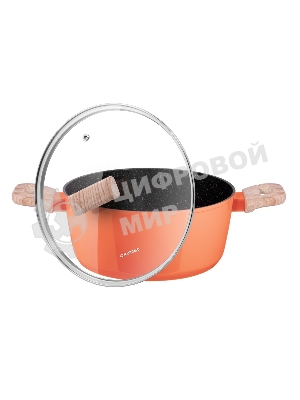 Кастрюля Maunfeld MARTA MCS41FA06CL из кованого алюминия со стеклянной крышкой, 24 см, 4,1 л.