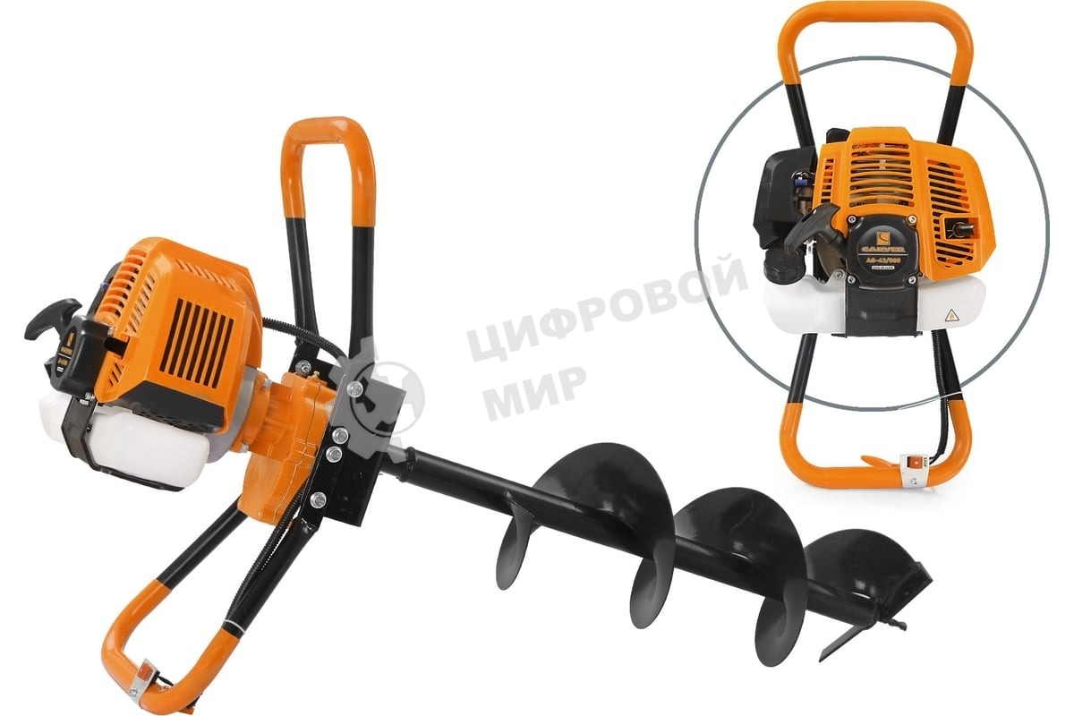 Мотобур Carver AG-43/000 бытовой 2-х такт. 1250Вт 1.7л.с. 43см3 6500об/мин