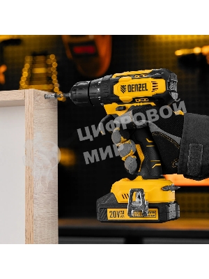 Дрель-шуруповерт Denzel CDQ-20, 20 В, 2 Ач, 40 Нм, щеточный