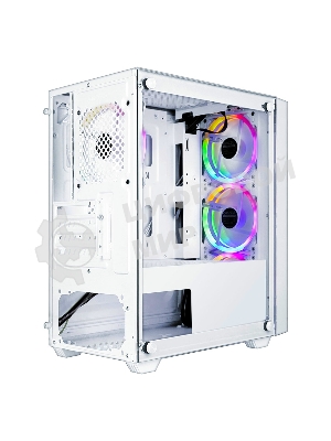 Корпус Ginzzu CL640 mATX FAN 4*12FRGb передняя панель Сетка Белый