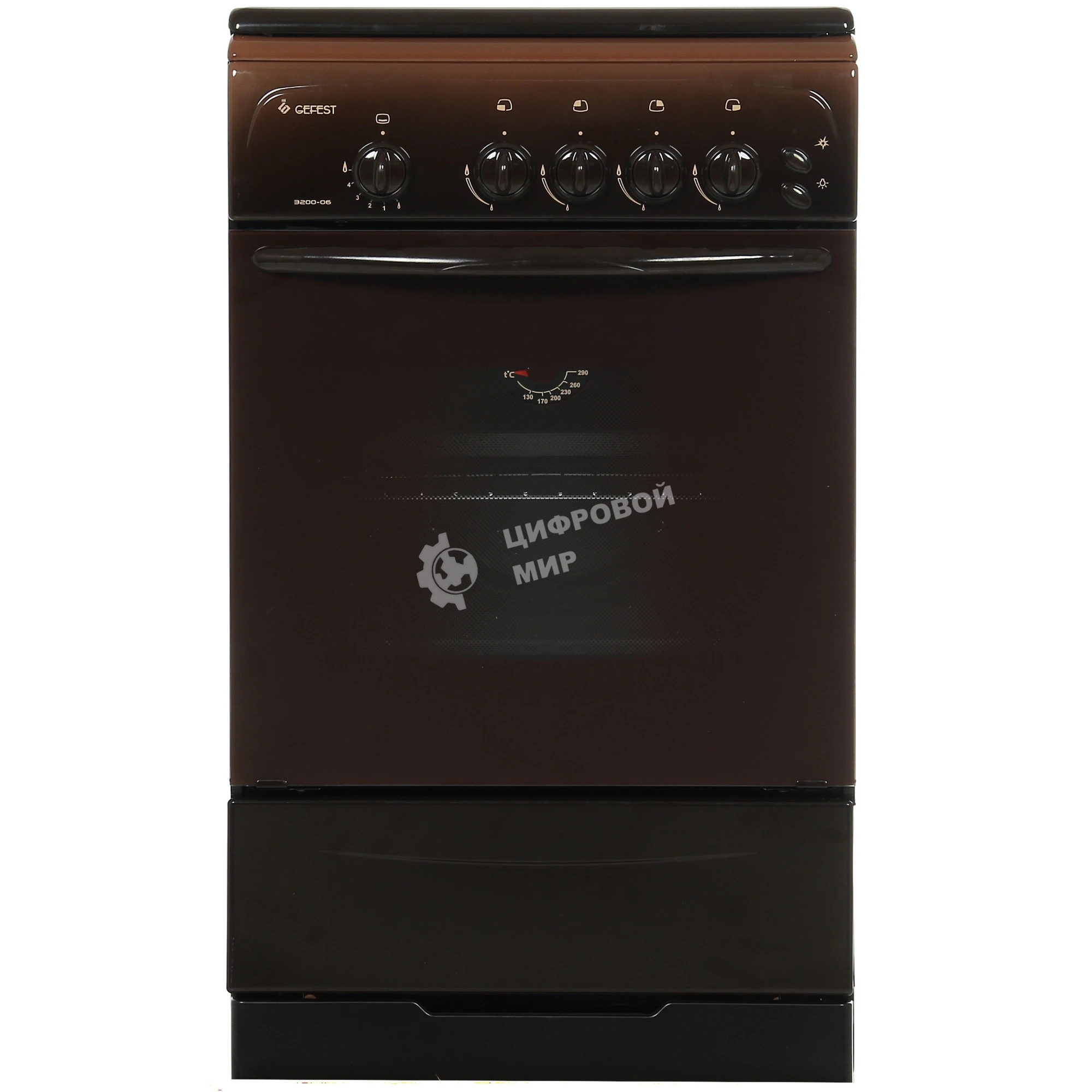 Плита газовая Gefest ПГ 3200-06 К43 коричневый, конфорок 4 шт, духовка 42 л, 50 см x 85 см x 57 см