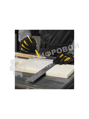 Угольник Denzel стальной, нержавеющая сталь, градуировка, алюминиевое основание, 400 мм