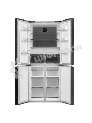 Холодильник Maunfeld MFF183NFSBE черная нержавеющая сталь трехкамерный инвертор 405л морозилка снизу