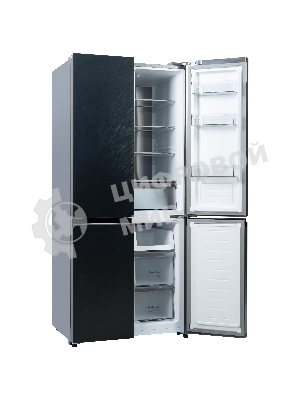 Холодильник Бирюса CD 496 TBG текстурированное черное стекло трехкамерный 334/162л морозилка снизу, NoFrost, Side by Side