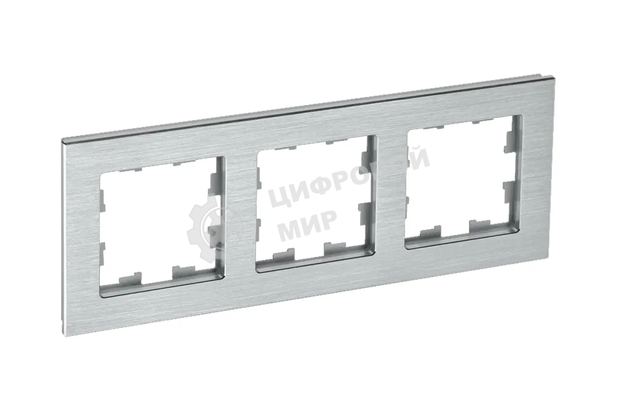Рамка 3-местная IEK BRITE РУ-3-1-БрА (BR-M32-M-K47) металл алюминий