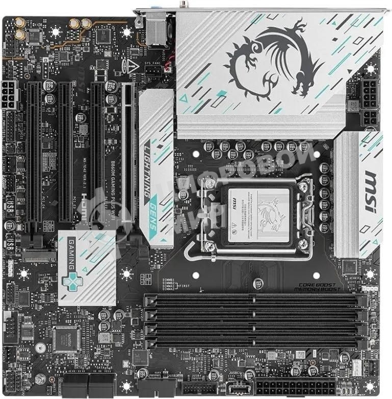 Материнская плата MSI B860M GAMING PLUS WIFI, LGA 1851, Intel B860, 4xDDR5, 4xSATA, 3xM.2, 1xPCIe 4.0 x4, 1xPCIe 5.0 x16, 1xDP, 1xHDMI, 1xUSB-C, 1x 5Gb LAN, 3xUSB-A 2.0, 2xUSB-A 3.2 Gen 1, 1xUSB 3.2 Gen 2, 7.1, 3x3.5 мм, mATX