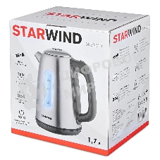 Чайник электрический Starwind SKS3210 1.7 л, 2200 Вт, серебристый (корпус: металл)