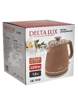 Чайник электрический Delta LUX DE-1019 (1,8 л, металл/пластик) коричневый