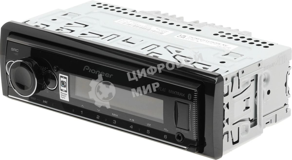 Автомагнитола Pioneer MVH-S520BT, 1 DIN, Bluetooth, USB Type-A, AUX, пульт ДУ, съёмная панель