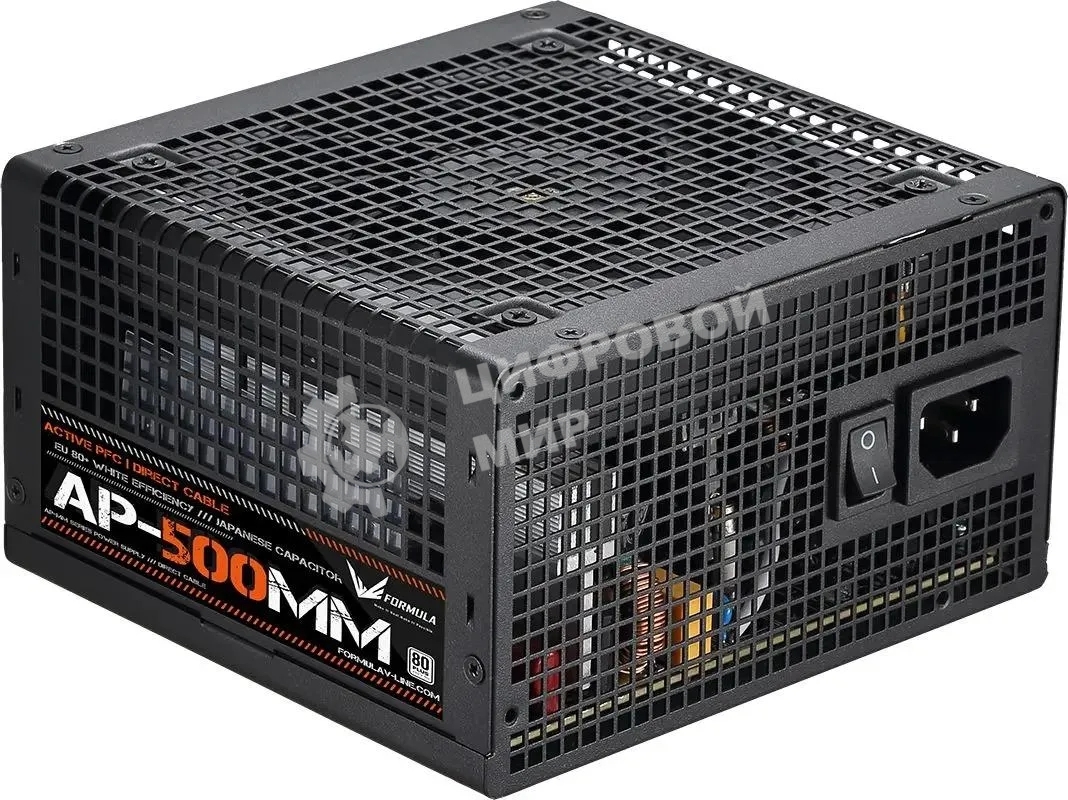 Блок питания Aerocool/Formula ATX 500W AP-500ММ 80 PLUS WHITE (20+4pin) APFC 120мм fan 6xSATA RTL