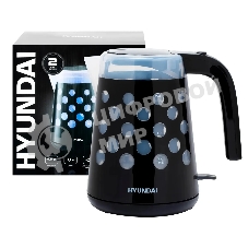 Чайник электрический Hyundai HYK-G2012 1.7 л, 2200 Вт, черный/прозрачный (корпус: пластик)
