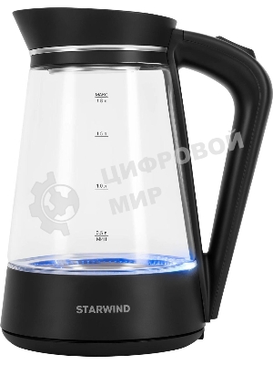 Чайник электрический Starwind SKG2116 1.8 л, 1700 Вт, черный/прозрачный корпус: стекло