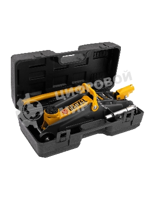 Домкрат гидравлический подкатной с фиксатором Denzel 2 т, 130-330 мм, в кейсе