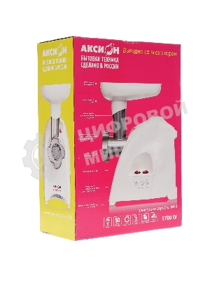 Мясорубка электрическая Аксион М41.02 белый, 1700 Вт, 2.0 кг/мин, реверс, защита от перегрузки, насадки - 8