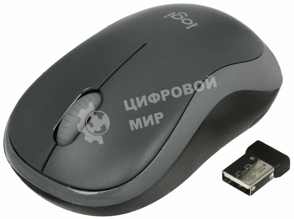 Мышь беспроводная Logitech M186 черный/серый, 1000 dpi, радиоканал, USB, кнопки - 3