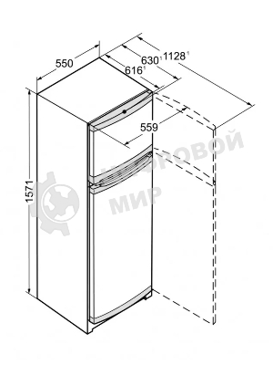 Холодильник Liebherr CTE 2931-26 001 белый двухкамерный 218/52л морозилка сверху