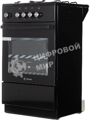 Плита газовая De Luxe 5040.48Г (Щ)-011 черный, конфорок 4 шт, духовка 46 л, 50 см x 85 см x 50 см