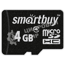 Флеш карта Micro SDHC 4Gb Smartbuy Сlass 4, адаптер в комплекте