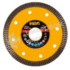 Диск алмазный отрезной Denzel 115 х 22,2мм, сплошной, супертонкий, горячий пресс, сухой/мокрый рез