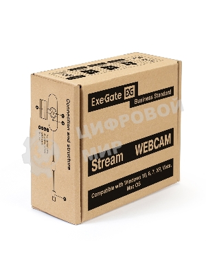 Веб-камера ExeGate Stream HD-4000 3840x2160, 30 кадр/с, USB Type-A, микрофон (2 шт, шумоподавление), автоматическая фокусировка, шторка приватности, универсальное крепление