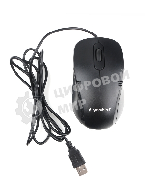 Мышь проводная Gembird MOP-100 черный, 1000 dpi, USB, кнопки - 3